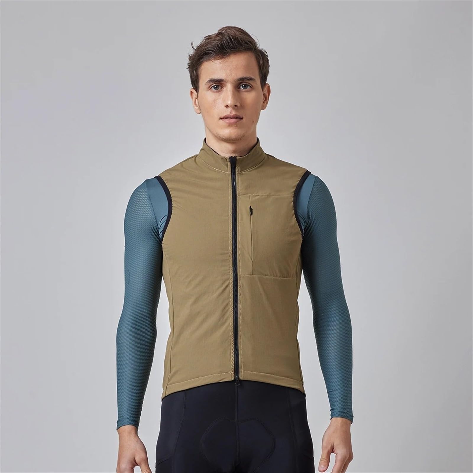 Passamontagna sottocasco Gilet da Ciclismo Interno Invernale Antivento e Termico Abbigliamento da Ciclismo a 2 Strati con Tasca sul Petto