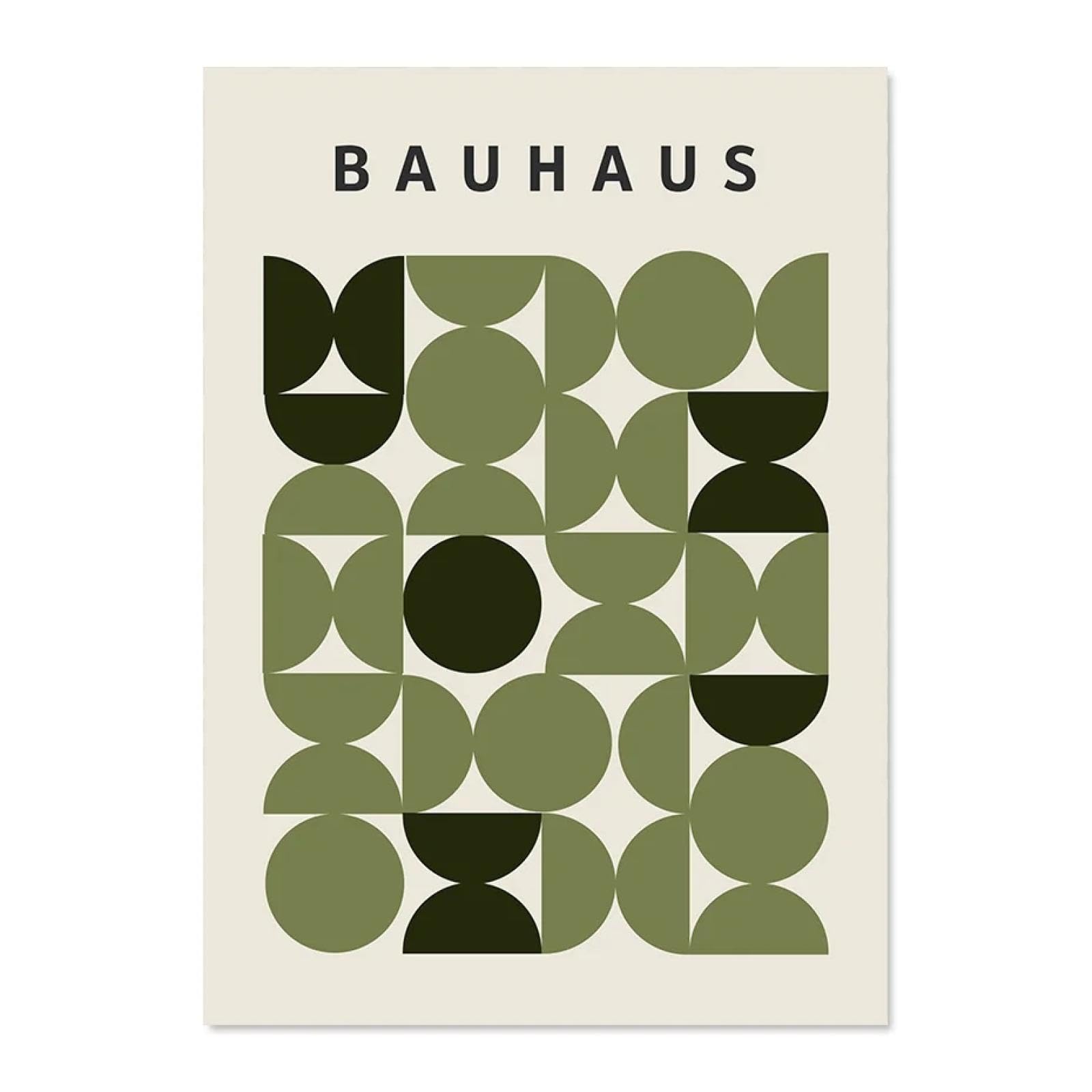 Peinture Sur Toile Abstraite Minimaliste Bauhaus Verte - Affiche 30x40cm Sans Cadre