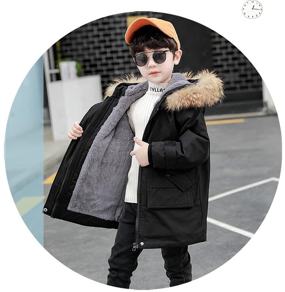 Cappotto da bambino e bambino, invernale, con cappuccio e pelliccia