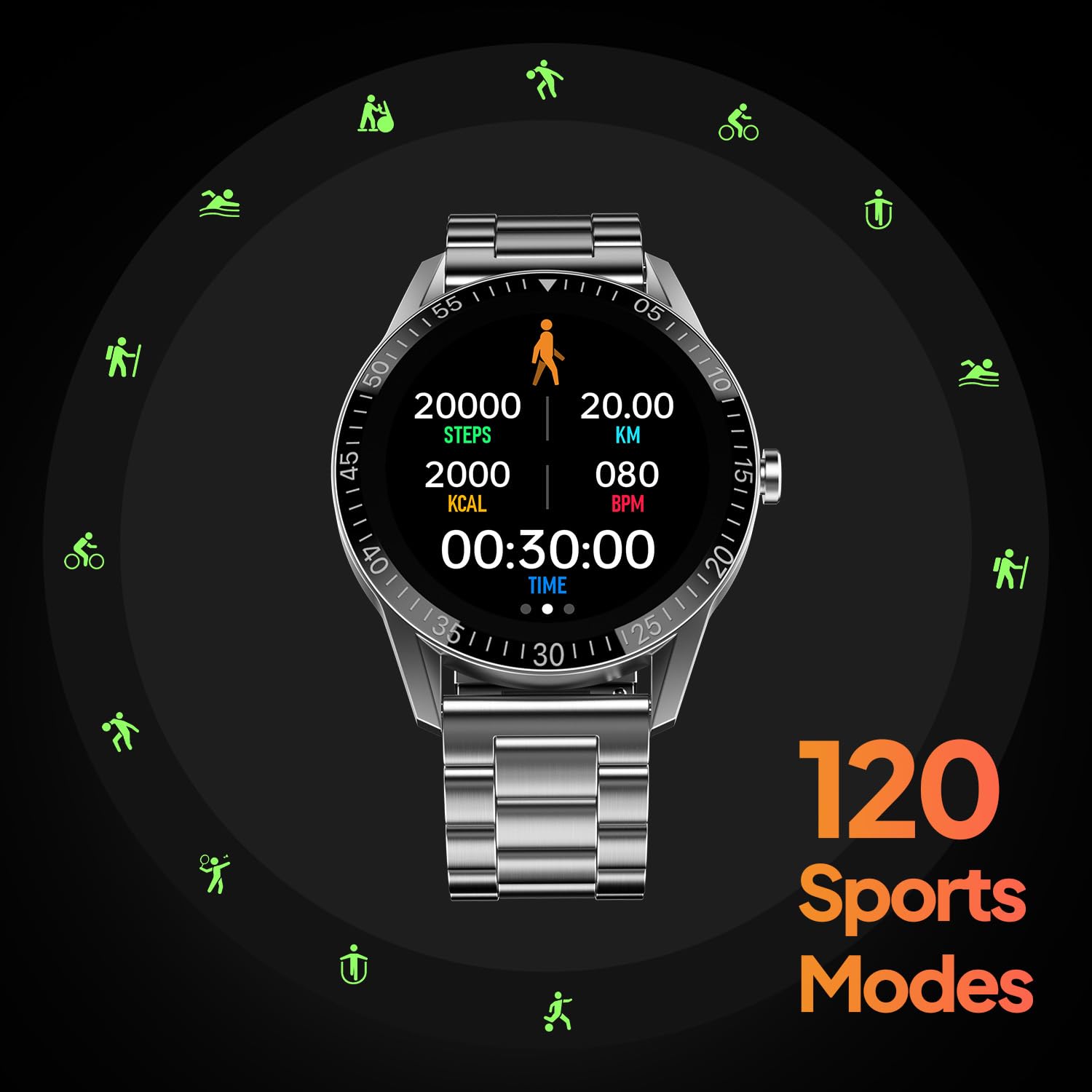 Fire-Boltt Talk Round Smart Watch 1.39″ TFT Display with Bluetooth Calling, Dual Button, Voice Assistance, SPO₂ & Heart Rate Monitor, 120+ Sports Modes, Metal Smartwatch for Men & Women - Silver 4