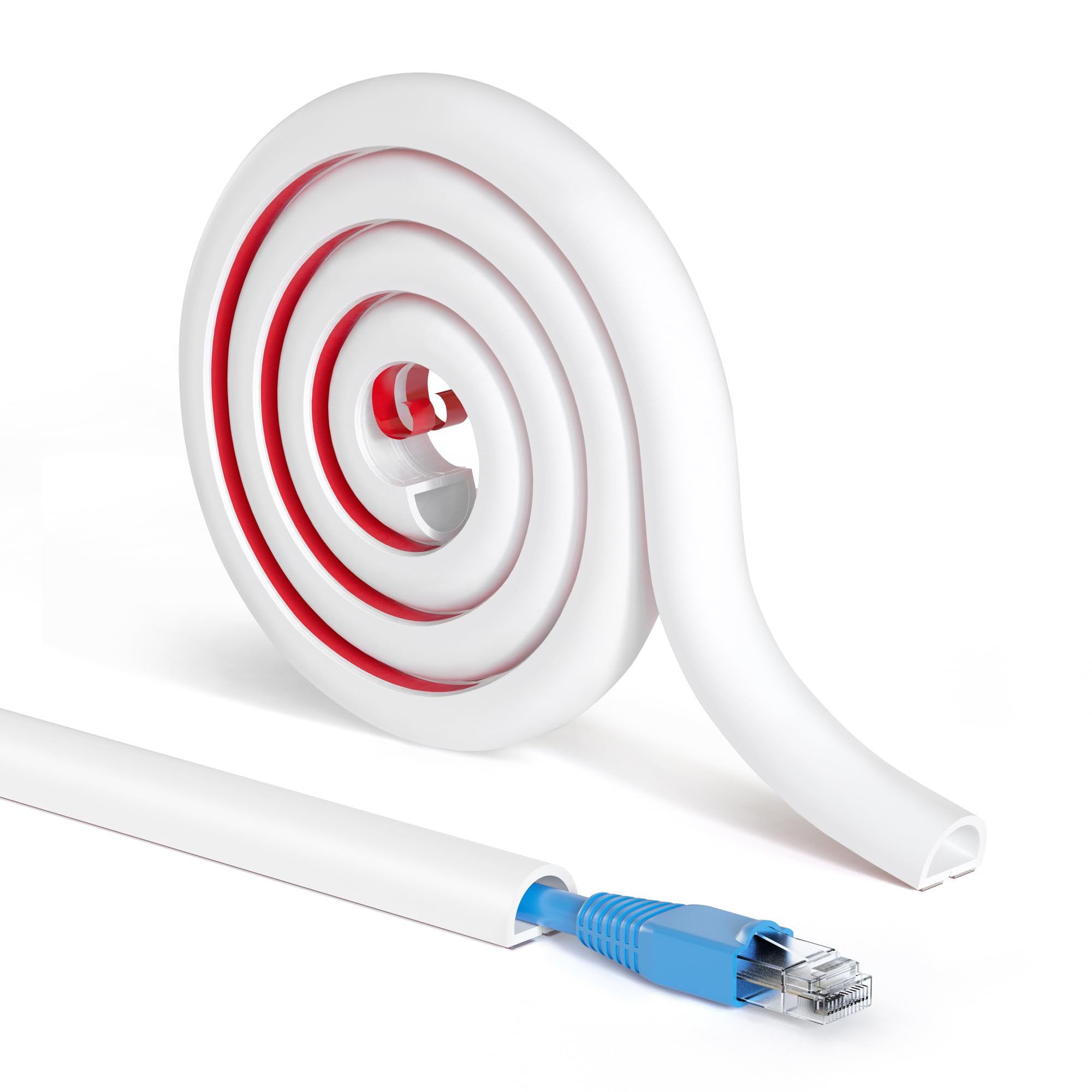 Soft Wall Cord Hider 118in, Half Round PVC Cord Covers for Wires on Wall, Small Cable Hider, Self-Adhesive Wire Covers on Floor, Cable Concealer for Home/Office, 0.6inW 0.4inH White