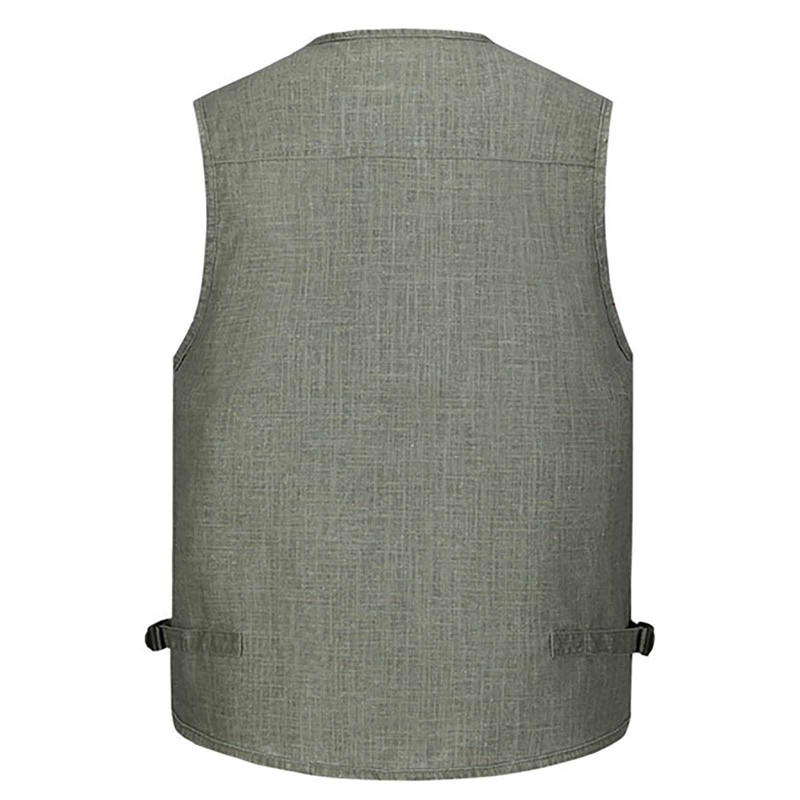Hombres Chaleco de Pesca Algodón Multibolsillos Sin Mangas Chaleco de Fotografía Caza Camping(Size:5XL,Color:Verde)