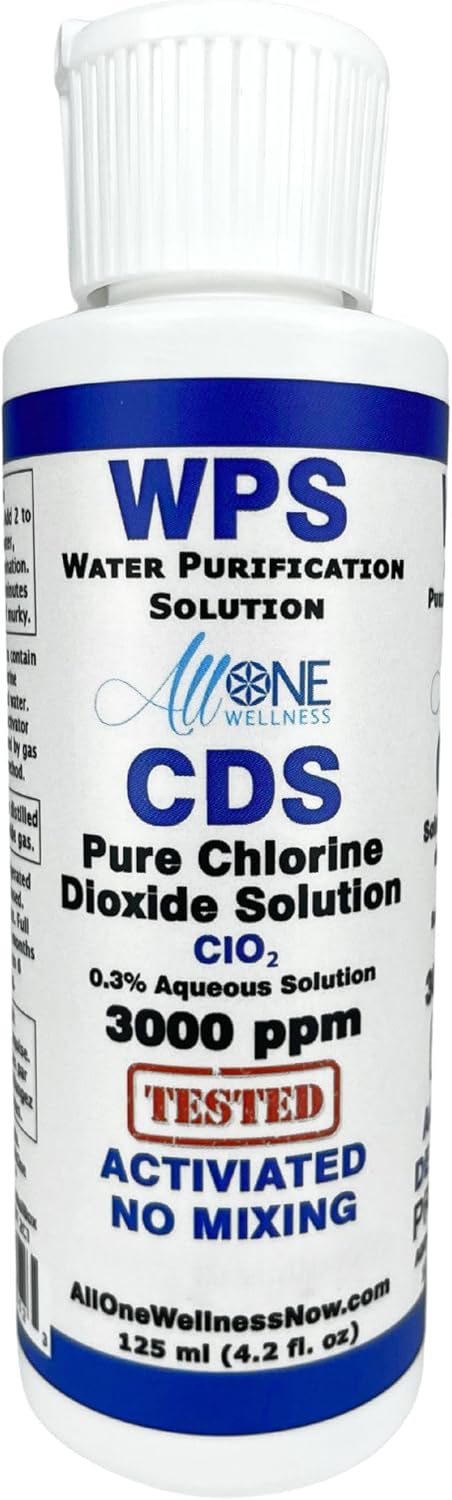 Chlorine Dioxide CDS 3000 PPM WPS Water Purification Solution Drops 4.2 oz Plastic Bottle