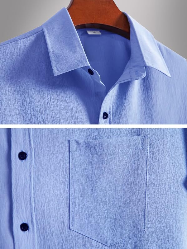 Image of Tee Projekt Solid Shirt for Men's ||Pop corn Shirt|| Solid Shirt for Men's|| Casual Shirt for Men||Half Sleeve Spread Collar Shirt for Men|| Pack of-2