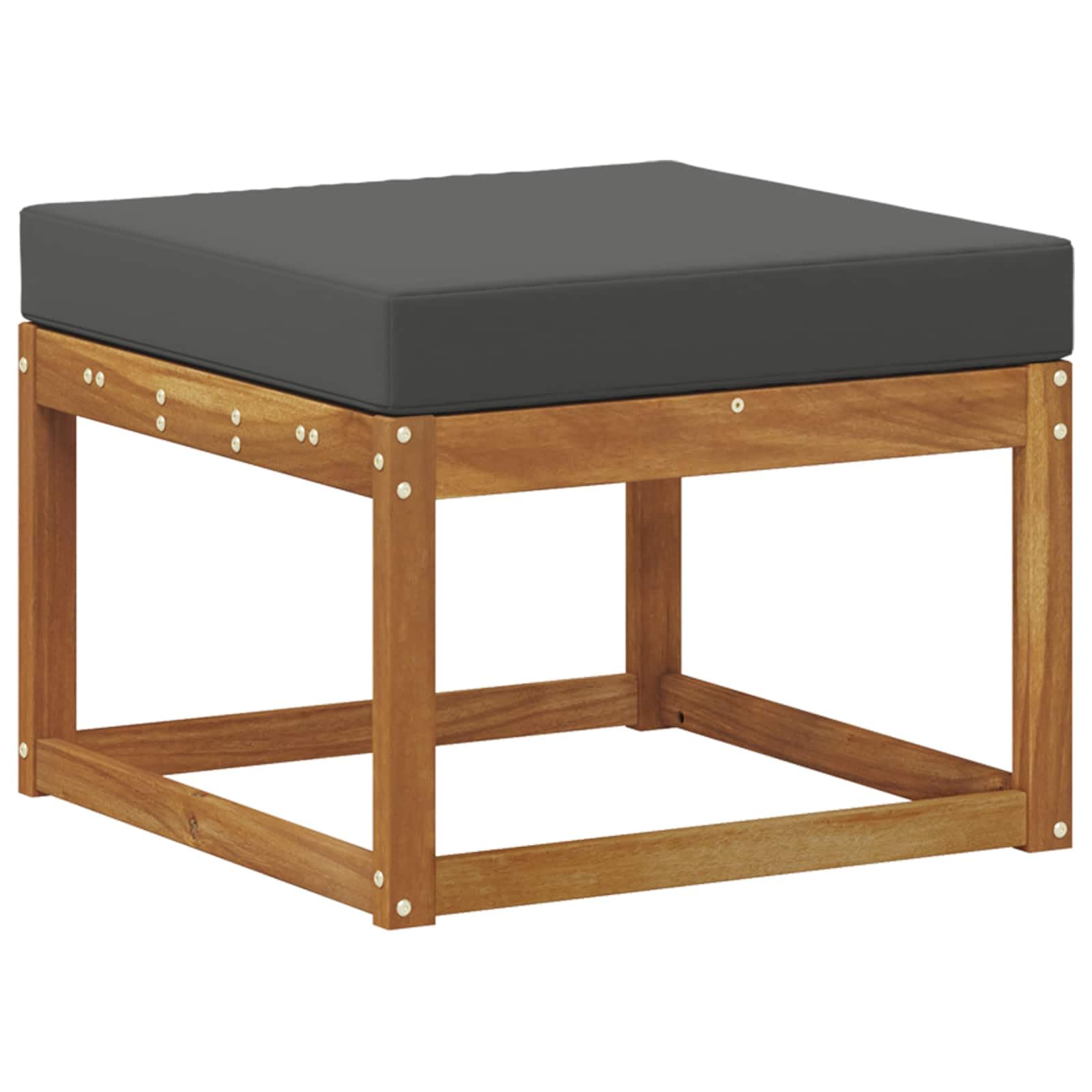 Outdoor-Sofagarnitur 4 Stück Modular wetterfestes Akazienholz Garten Terrasse Sitzgruppe mit 3 Sofas, Hocker und Kissen für Balkon, Garten, Terrasse, modernes Design