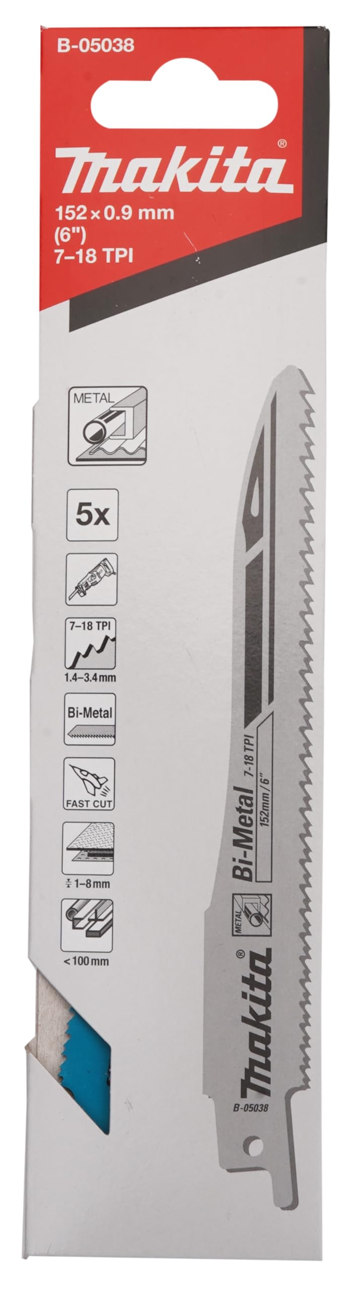 Juego De 3 Hojas De Sierra Para Sable Makita B-13677 - Para Cortar Madera, Metal Y Plástico, Longitudes 152 Y 203 Mm