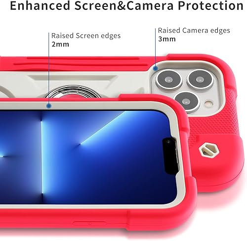 Miniatura 7 de Funda para iPhone 13 Pro Max de 6.7 pulgadas con soporte de anillo, con 2 protectores de pantalla de vidrio + 1 protector de lente de cámara, funda