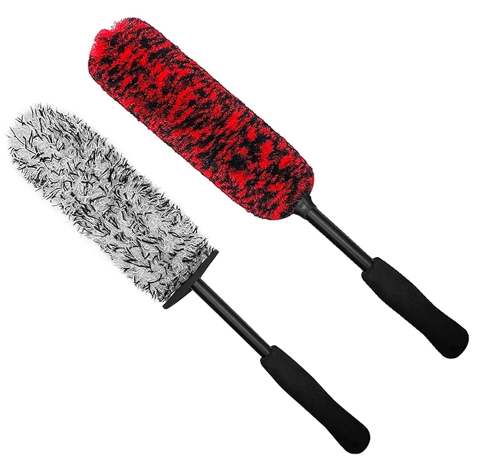 YeewayVeh 车轮清洁刷套装 微纤维长柄轮圈刷弯曲式刷子汽车轮胎轮圈清洁工具