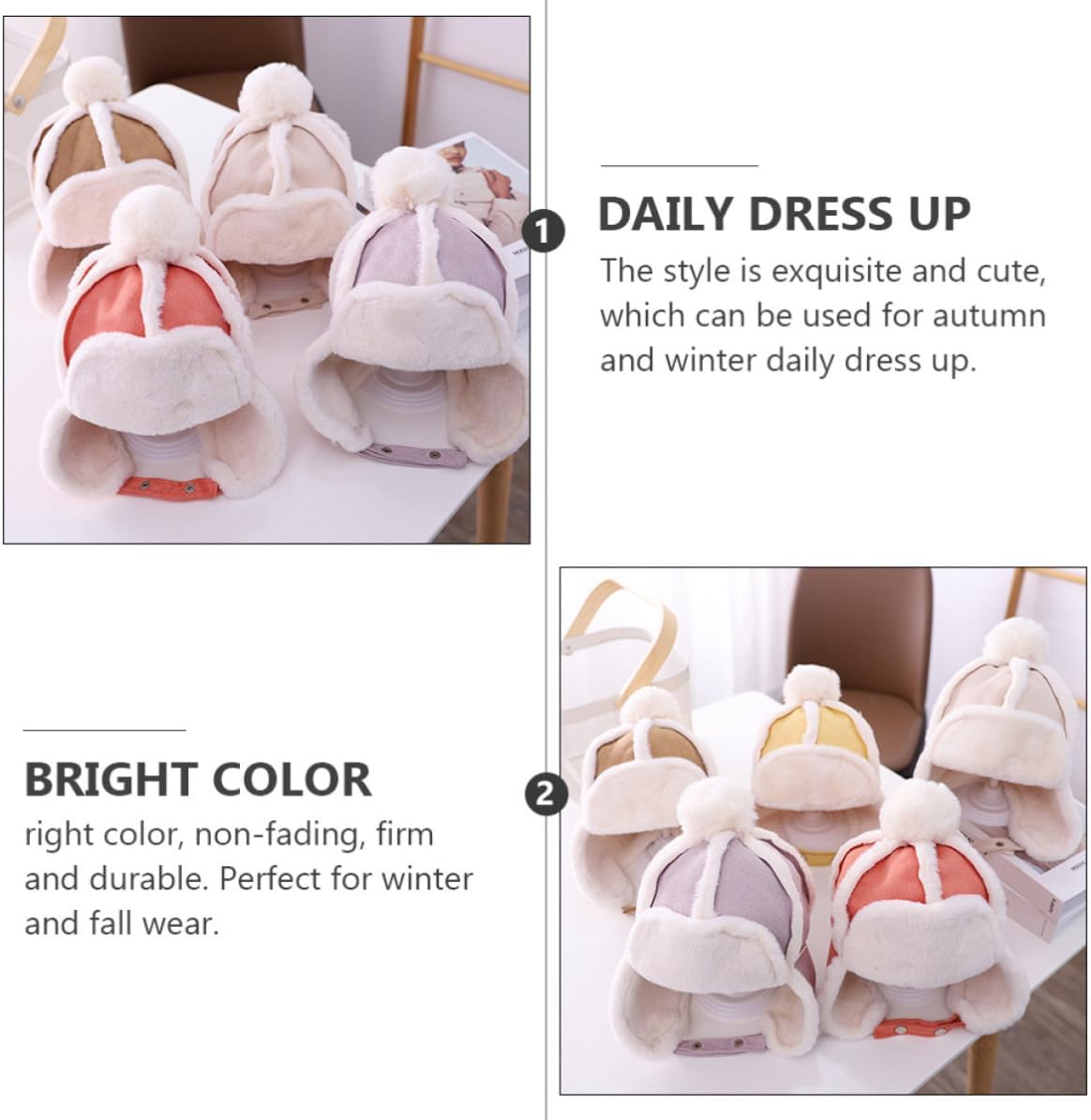 Kids Winter Earflap Hat for Toddler Boy Girl 47-50cm Khaki