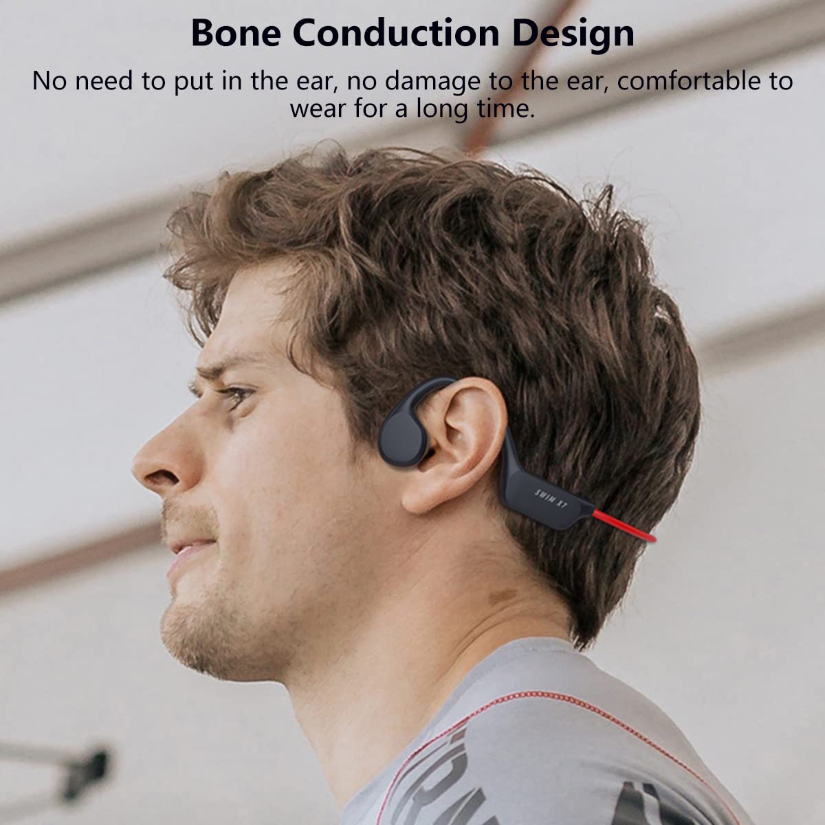 Wodoszczelne słuchawki do pływania IPX8, bezprzewodowe, Bluetooth 5.3, słuchawki Open-Ear, ultralekkie 32 GB, odtwarzacz MP3, z mikrofonem, bezprzewodowe słuchawki sportowe, do biegania, Black2