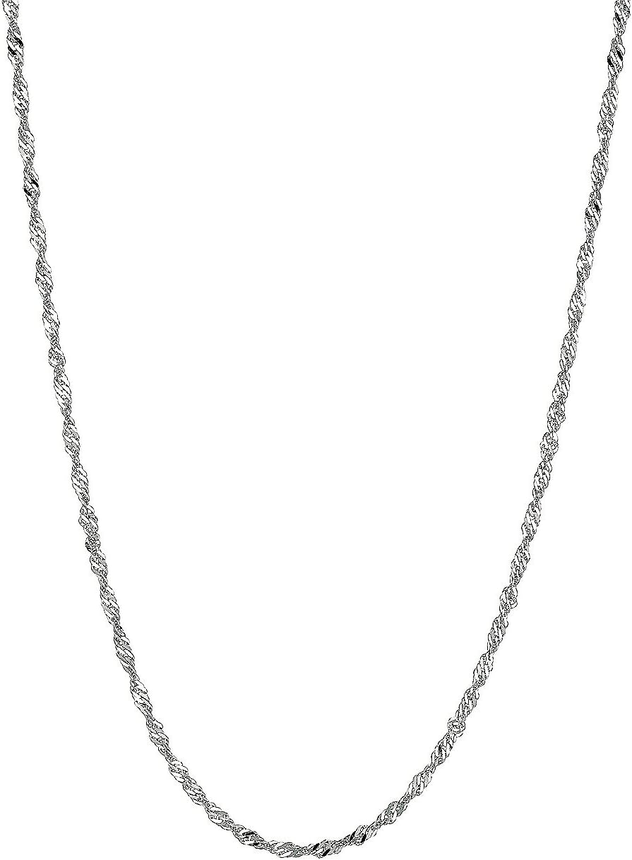 Ritastephens 14k Solid Gold Singapore Rope Chain Necklace 1.5 Mm (16, 18, 20, 24 Inches) (Yellow or White)