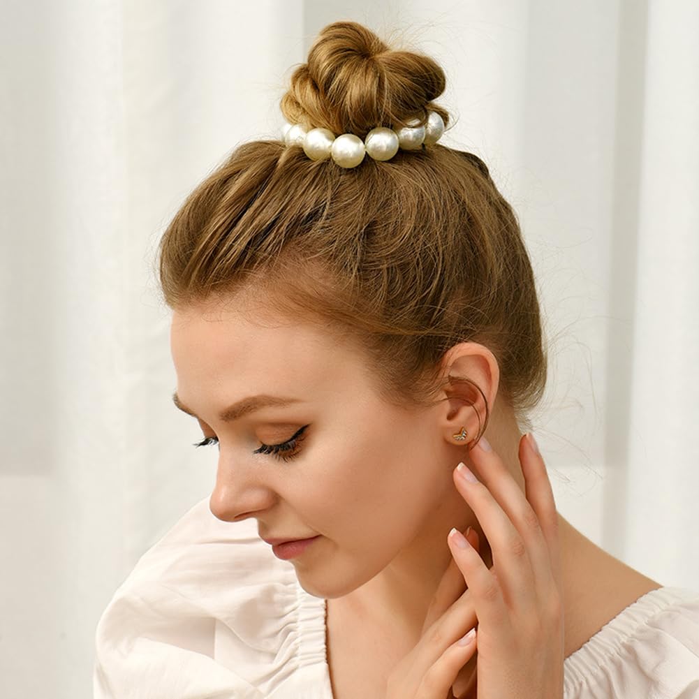 Amazon.com : 6 Pcs Pearls Elastic Hair Tie Scrunchies  display picture 3