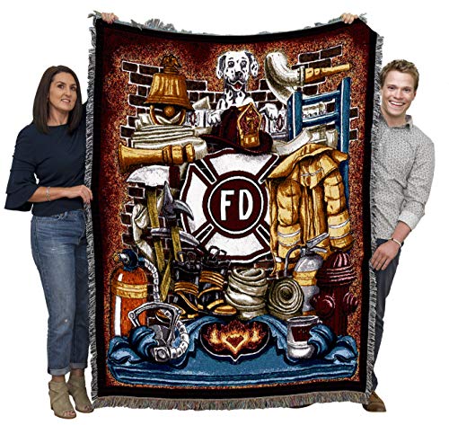 Pure Country Weavers Fire Department Firefighter Blanket - Gift Tapestry Throw Woven from Cotton - Made in The USA (72x54)