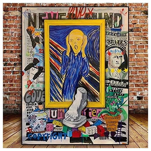 Graffiti konst affischer och tryck på väggen kanvas The Screaming Man målning det berömda konstverket bild för vardagsrumsdekor 70 x 90 cm utan ram