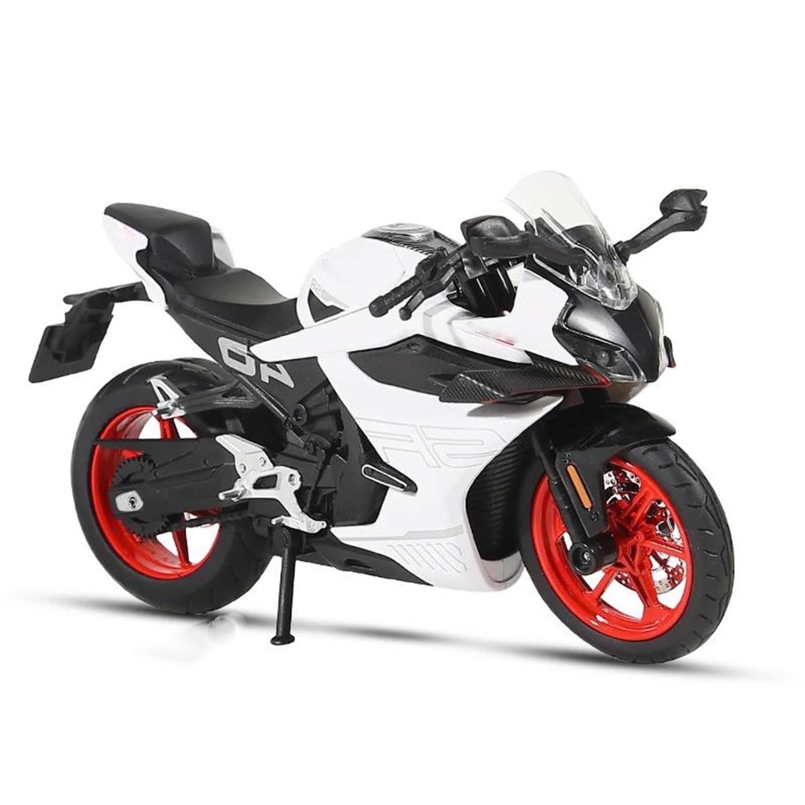 Scale Motorcycle Model 1/12 For CFMOTO 450SR For RACE For REPLICA Alloy Diecat Model Ornaments Gifts Motorcycle Sound & Light Simulation Collection(White)