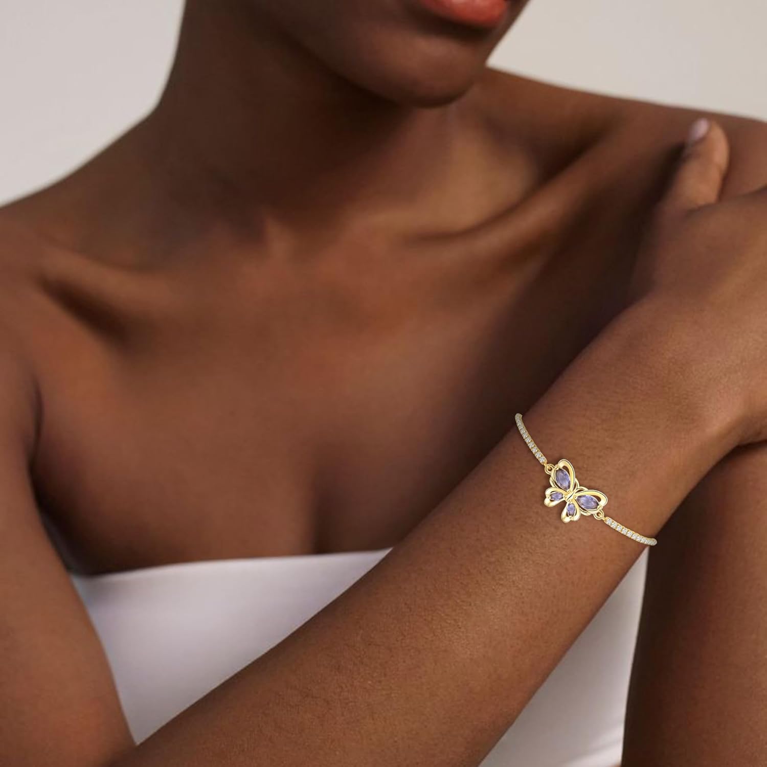 FANZE Gold Plated Cubic Zirconia Tennis Bracelets for Women Dainty Trendy Adjustable Bracelet Jewelry Gift for Ladies Weeding Mother Birthday Anniversary - Image 3