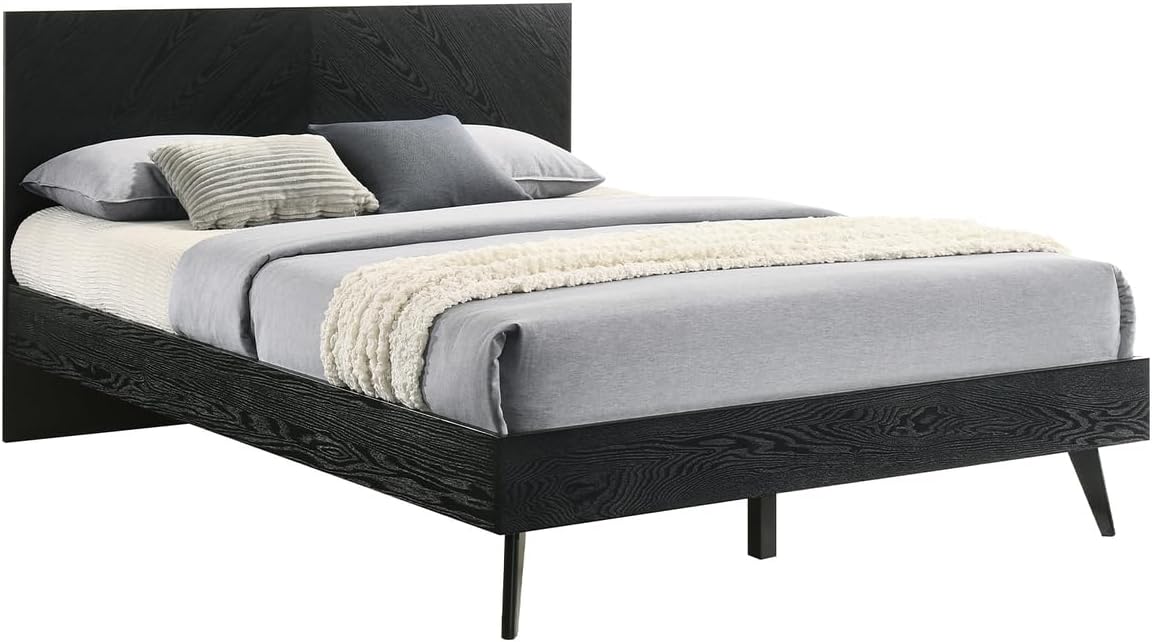 HomeStock Modern Wood Platform Bed Frame - Black Finish Bed - Low Profile Bed - Bedroom Furniture