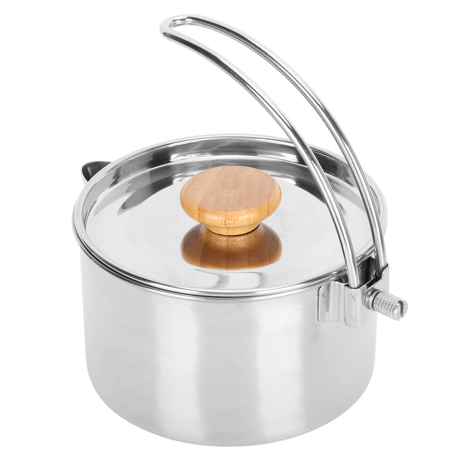 Bollitore in Acciaio Inossidabile Teiera Portatile Leggera da caffè per Campeggio, Picnic, Uso Esterno con Coperchio e Custodia