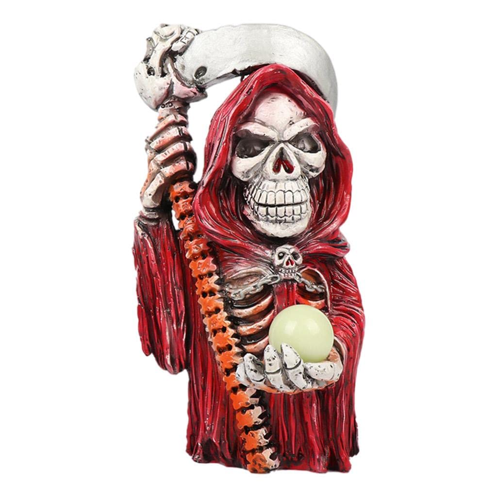 Creative Horror Gothic Statue Luminous Figurines Gnome Skeletons Decor Red