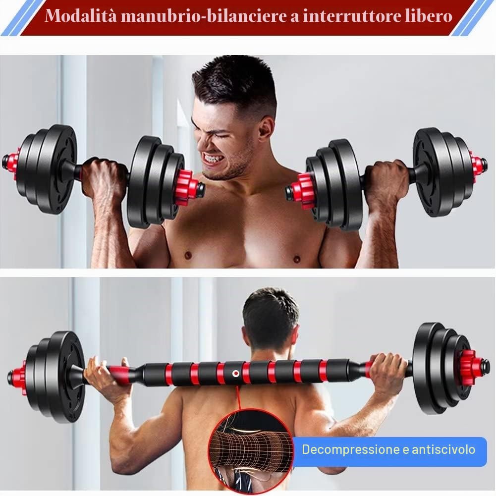 Set di manubri corti, 3 in 1, 10/20/30 kg, per uomini e bilancieri regolabili, tubo di collegamento multifunzione, per allenamento di forza