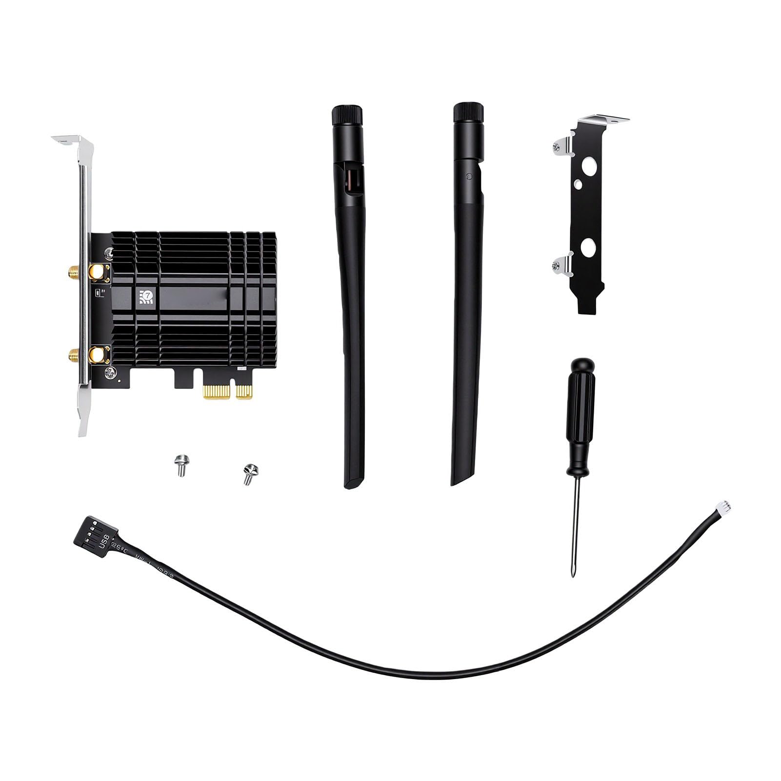 Scheda Wireless WiFi 7 NGFF, Scheda di Rete Wireless Bluetooth 5.4 2882Mbps Tri Band 6GHz con Interfaccia PCIe, Antenne 6dBi per Giochi e Streaming