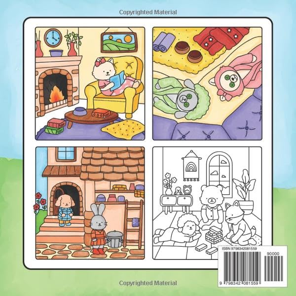 Cuddly Club Hygge Living: Cute Coloring Book for Adults & Teens with Adorable Animal BFFs for Relaxation image 3