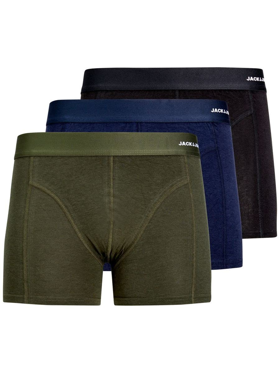 Jack & Jones Men's Jacbasic Bamboo Trunks Pack of 3 Noos Boxer Shorts, Forest Night, L UK