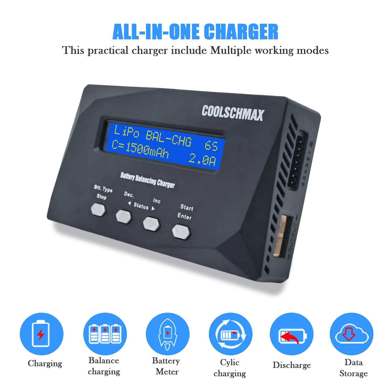 Balance Battery XT60 - Cargador descargador, medidor de resistencia para 1-6S LiPo, LiFePO4, Li-ion, LiHv, 1-15S NiMH, NiCd, 1-10S Pb, para drone RC Car