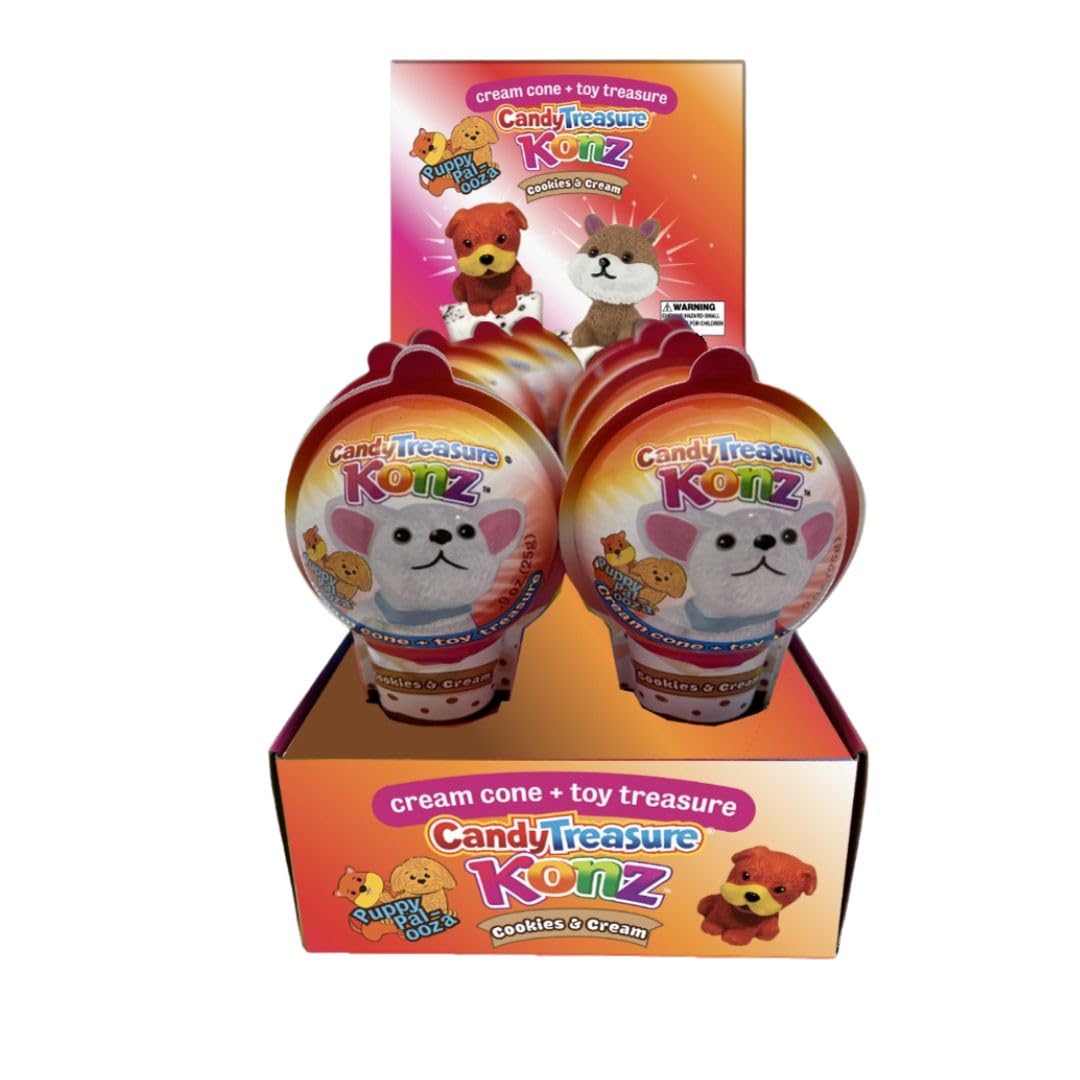 Candy Treasure Konz Cookies & Cream with Surprise Puppy Toy | Tray of 10 cones