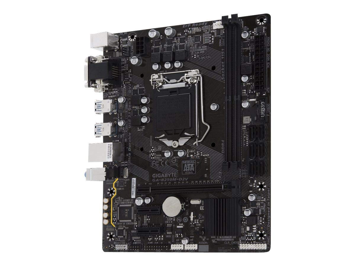 GIGABYTE GA-B250M-D2V Motherboard, top-down view