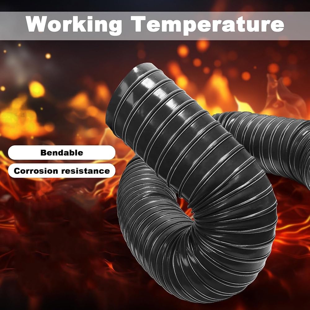 Tubo flessibile ad alta temperatura, 6 m, nero, 76 mm, tubo di sfiato per sistemi di ventilazione, resistente al calore, perfetto per applicazioni HVAC