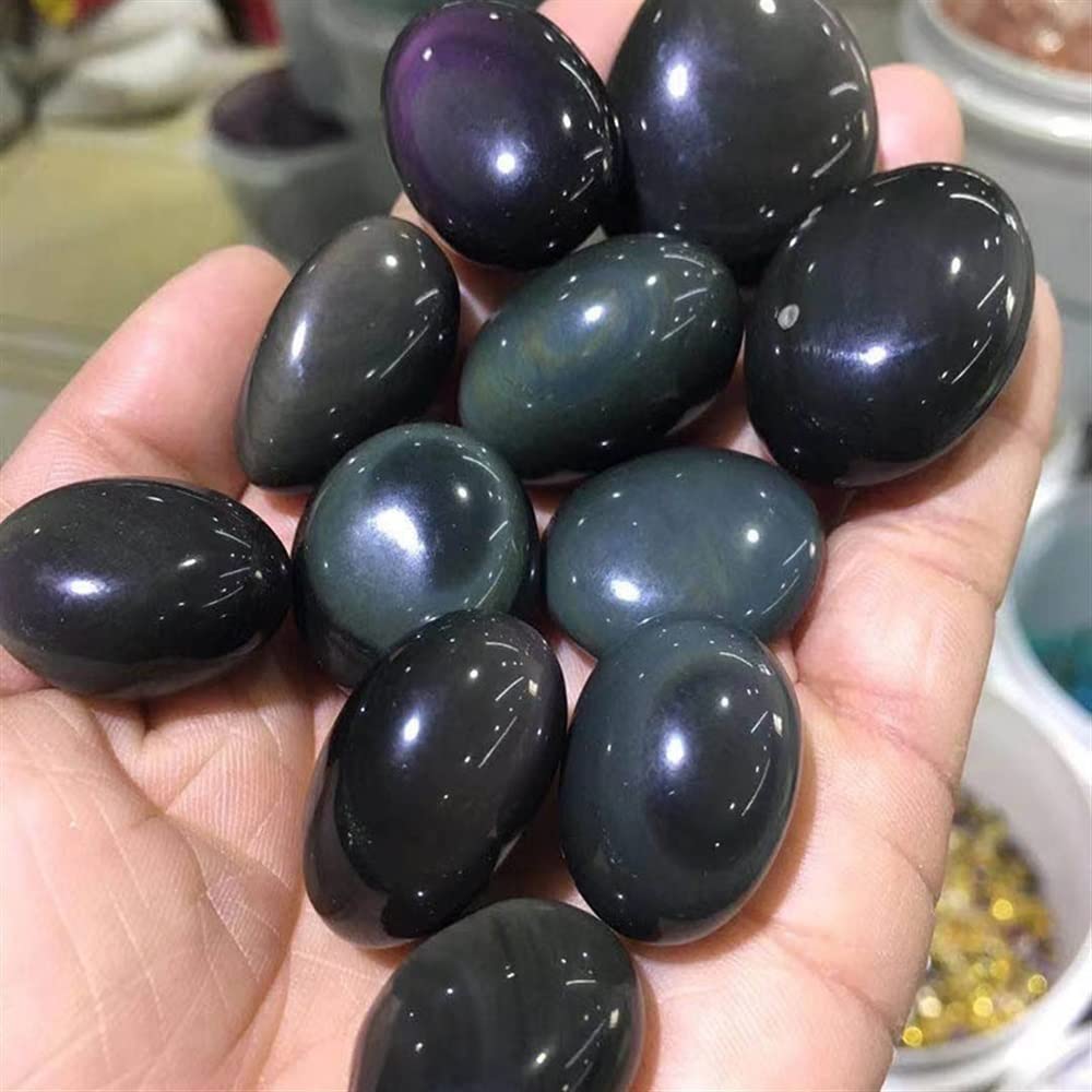 Natural Magic Natürliche Kristalle Regenbogen Schwarzer Obsidian Felsquarz Trommelstein Kristallkies for Weihnachtsdekoration Voller Textur