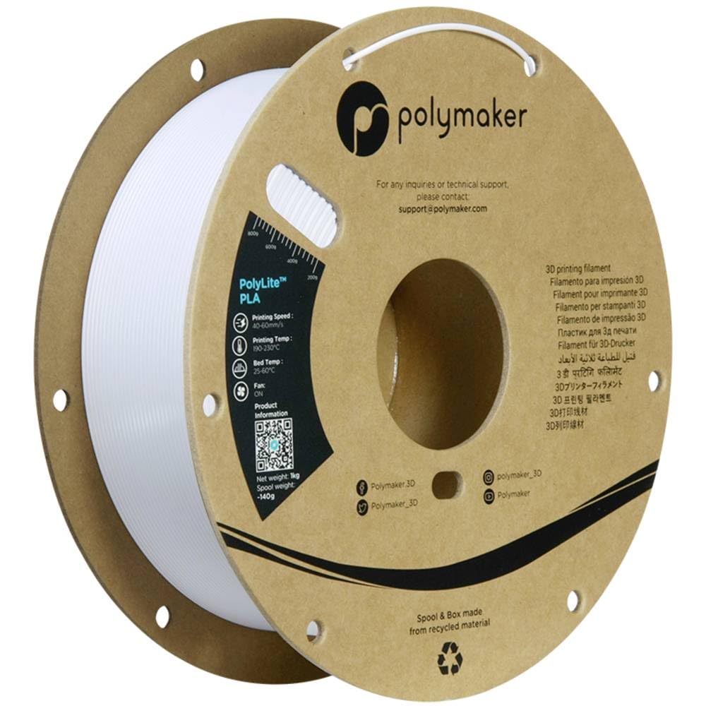 Polymaker PLA Filament 1.75mm Cold White 1KG Spool, Neatly Wound