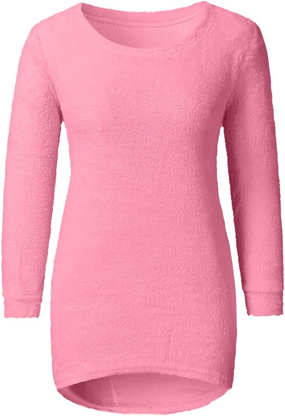 Fleece Sweatshirts for Women Clearance Warm Solid Color Long Sleeve Winter Jumpers Casual Stretch Crewneck Tunic Tops Ladies Soft Cozy Plush Pullover Sweatshirt Outdoor Baggy Blouse 5 6175C53iw4L. AC SL1500