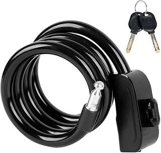 ZECHAO Bike Locks,Anti-Theft Lock Mounting Bracke with 2 Keys PVC Steel Cable Anti-Theft Waterproof Riding Lock Mountain Bike Lock Cycling Locks (Color : Black, Size : 1.2m)