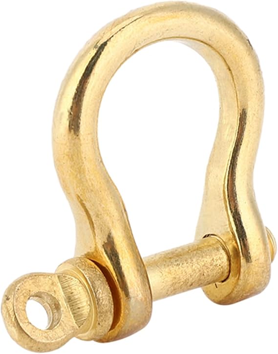 2Pcs D-Ring Shackle Pure Brass Screw Pin Anchor Shackle Bow Shackle U Type Fob, 10mm