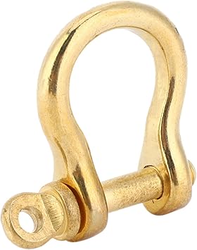 2Pcs D-Ring Shackle Pure Brass Screw Pin Anchor Shackle Bow Shackle U Type Fob, 10mm