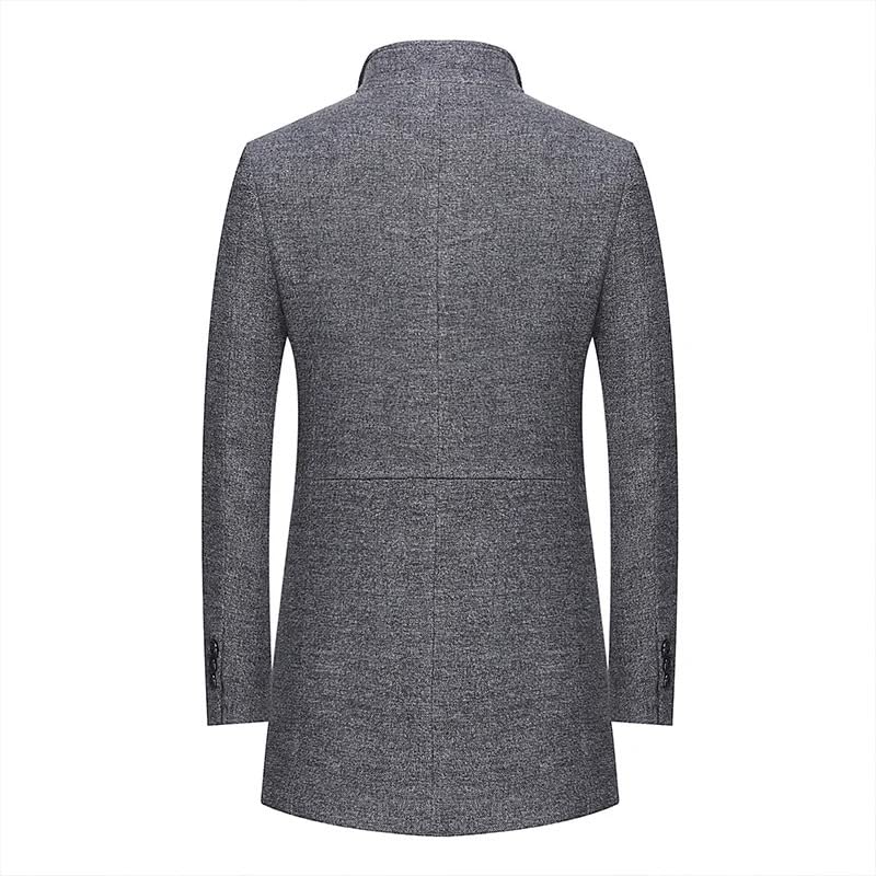 Cappotto da uomo monopetto con bavero dentellato staccabile con sciarpe Cappotto casual da lavoro caldo invernale per la protezione dal freddo e dal vento