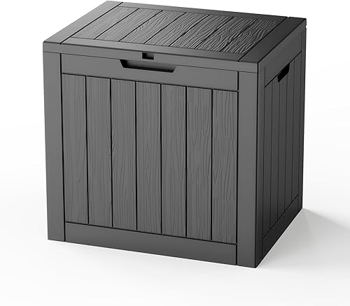 Miniatura 26 de Caja de Cubierta para Exteriores de 30 Galones, Almacenamiento con Cerradura Impermeable para Muebles de Patio, Herramientas de Jardín, Cojines