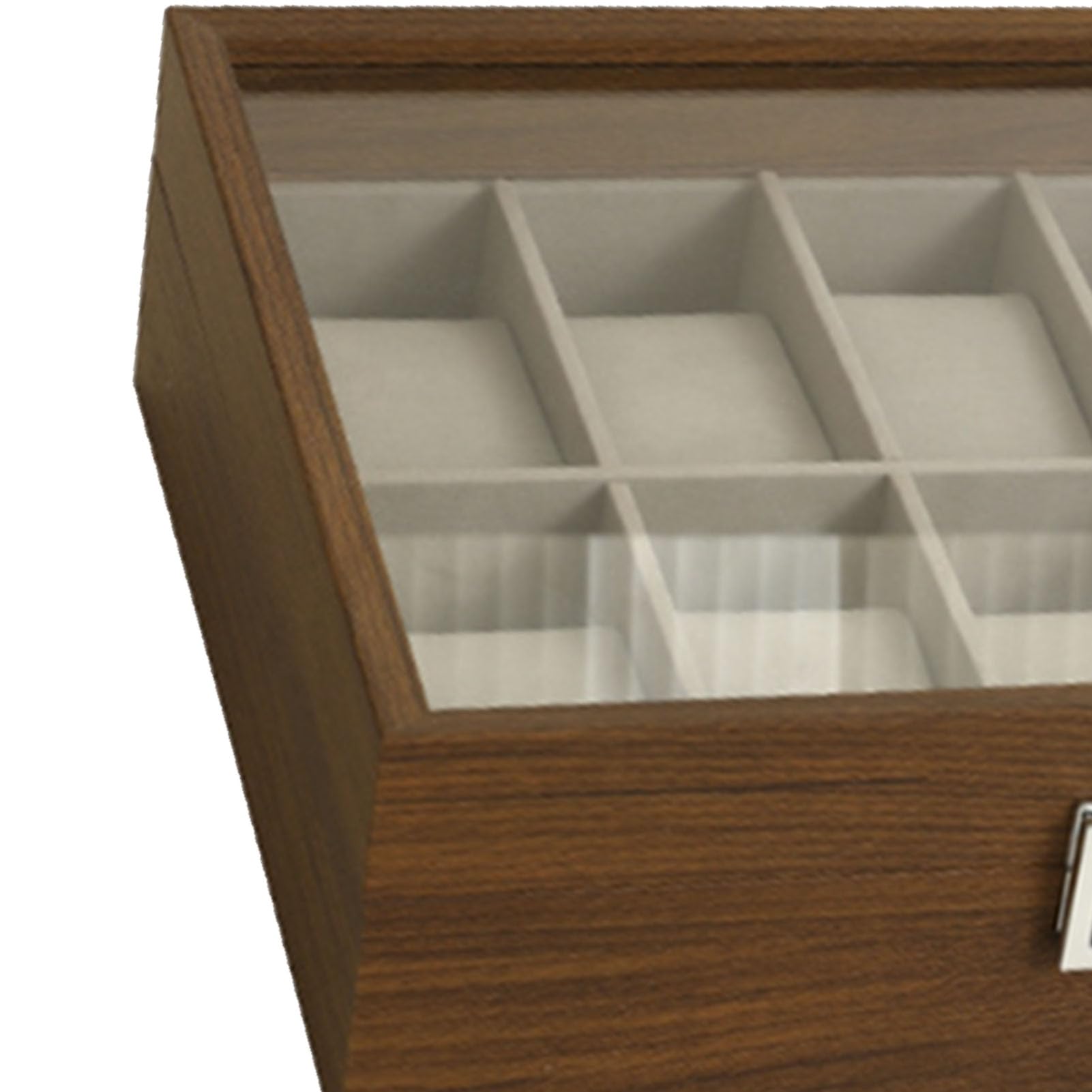 Vitrina Organizadora de Caja de Reloj con Tapa de Vidrio y Forro de Terciopelo Soporte de Almacenamiento de 10 Ranuras para Correas de Relojes Mecánicos y de Cuarzo Exhibición de Colección de