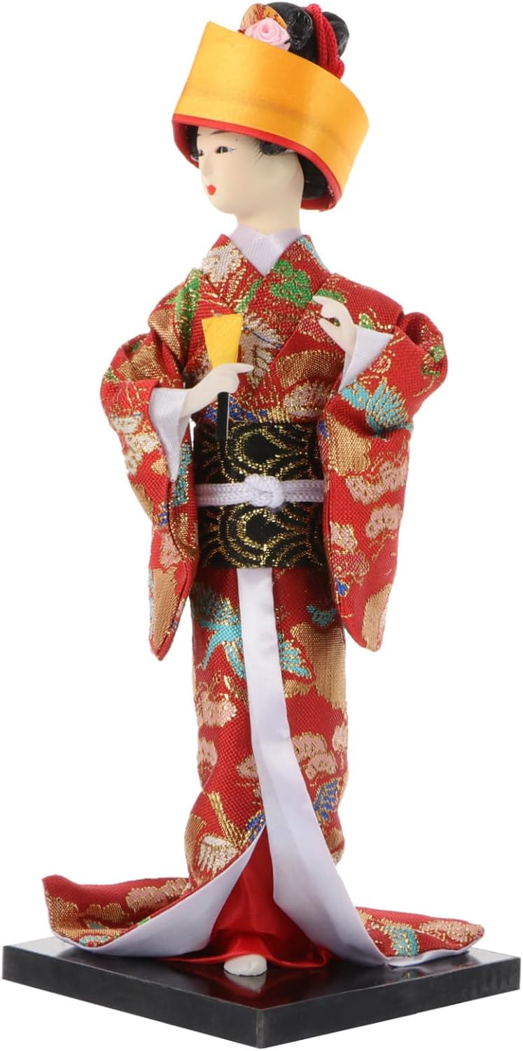 Japanese Geisha Decor Kimono Doll Handmade Silk Craft Geisha Doll Figurine for Living Room