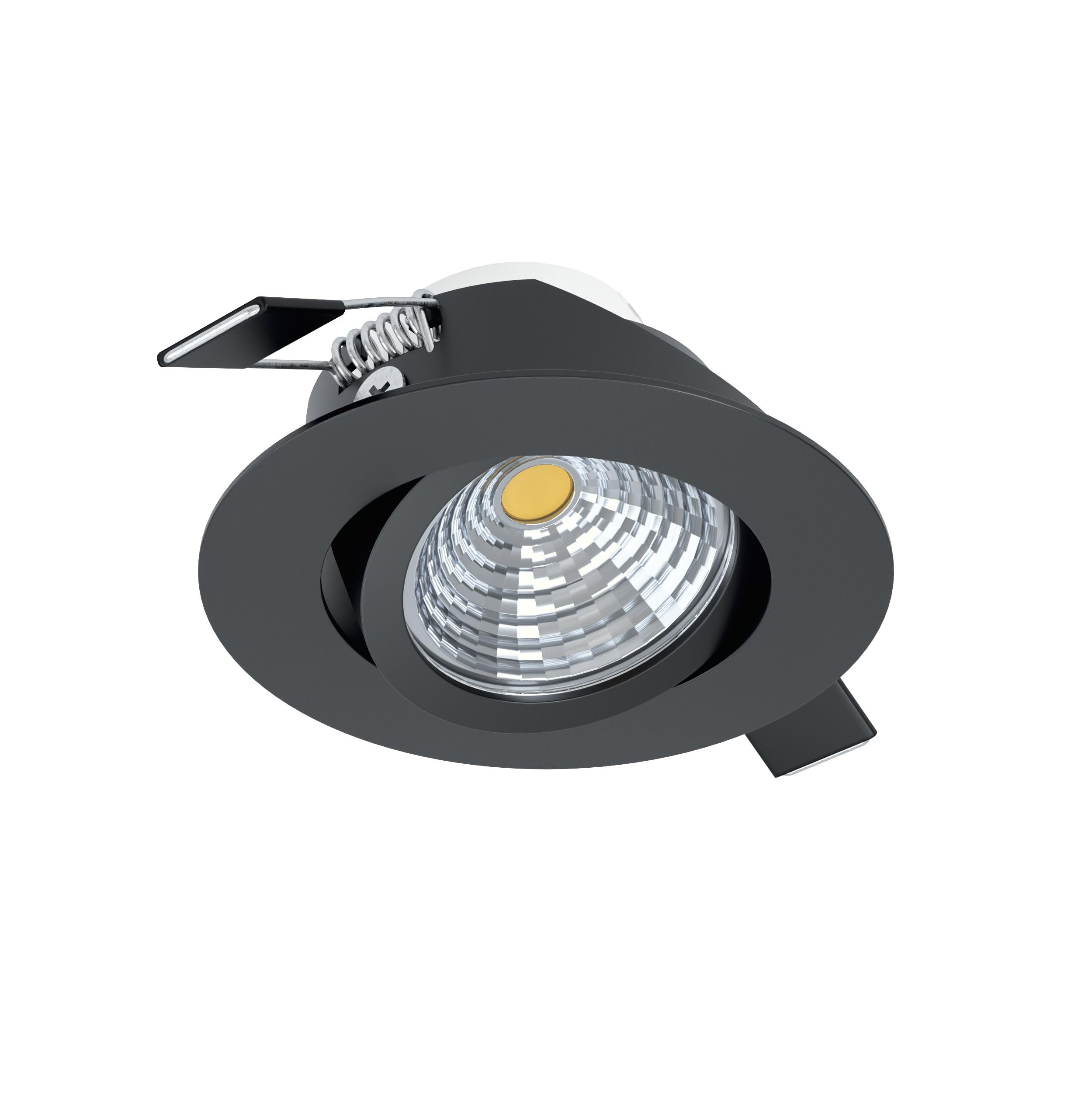 Eglo LED recessed Spotlight Saliceto, dimmable Ceiling spot, Round Flat Light, Black Aluminium, Warm White, Ø 8.8 cm