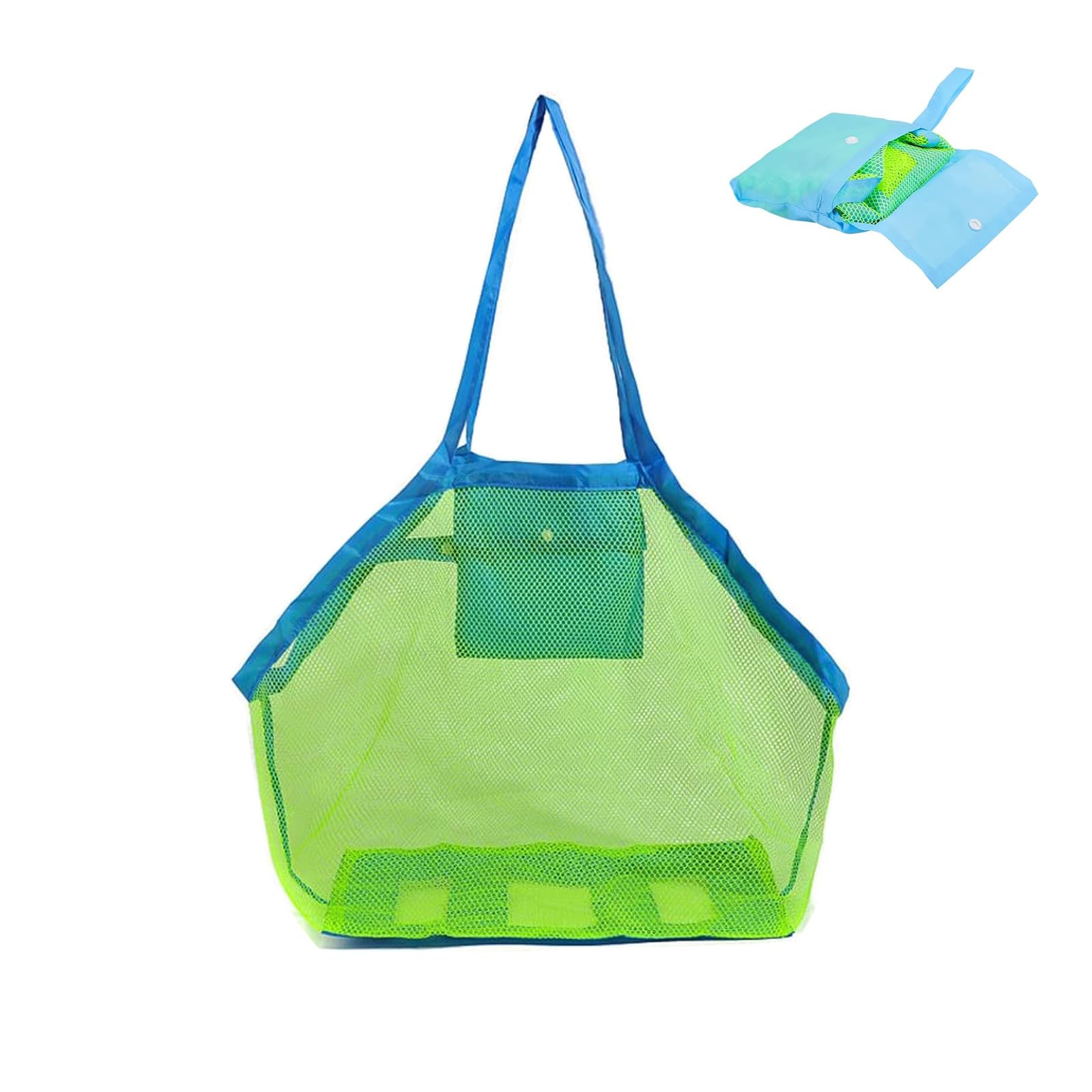 Lot De 2 Grands Sacs De Plage En Maille Avec Fermeture Éclair – Sac Jouets Plage XXL, Rangement Serviettes Et Coquillages, Pliable Et Lavable