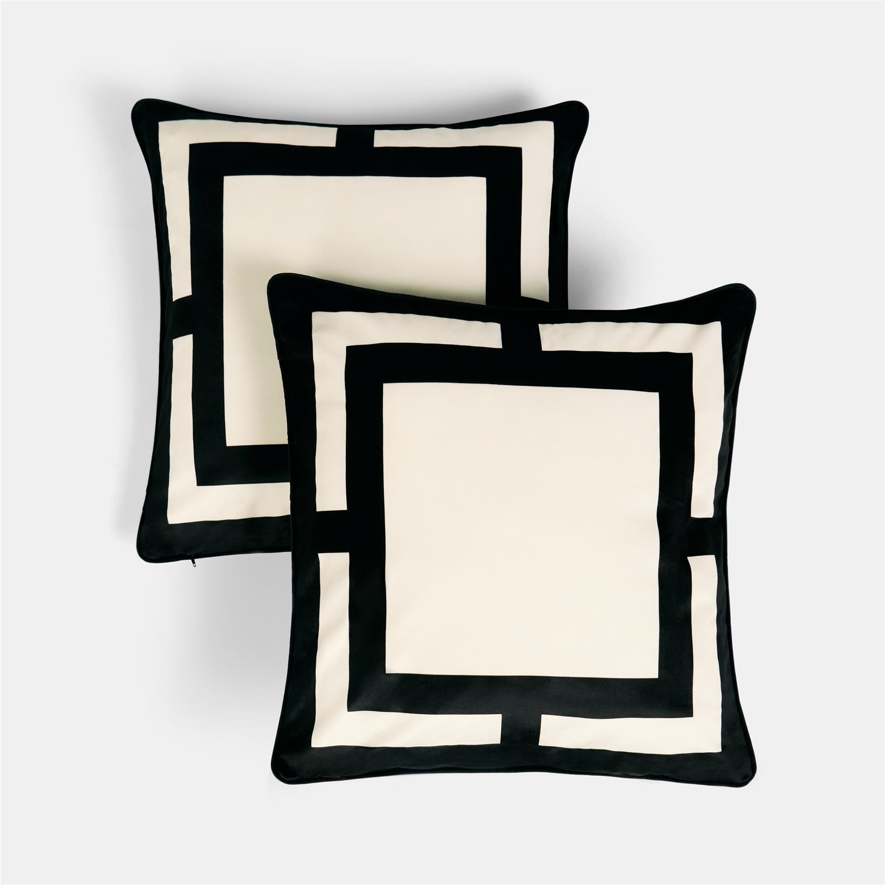 Ohs Monochrome Cushion Covers 45 X 45Cm Square Print, Matte Velvet Soft Decorative Square Throw Pillow Covers Pack Of 2 With Invisible Zipper For Sofa Bedroom Living Room,
