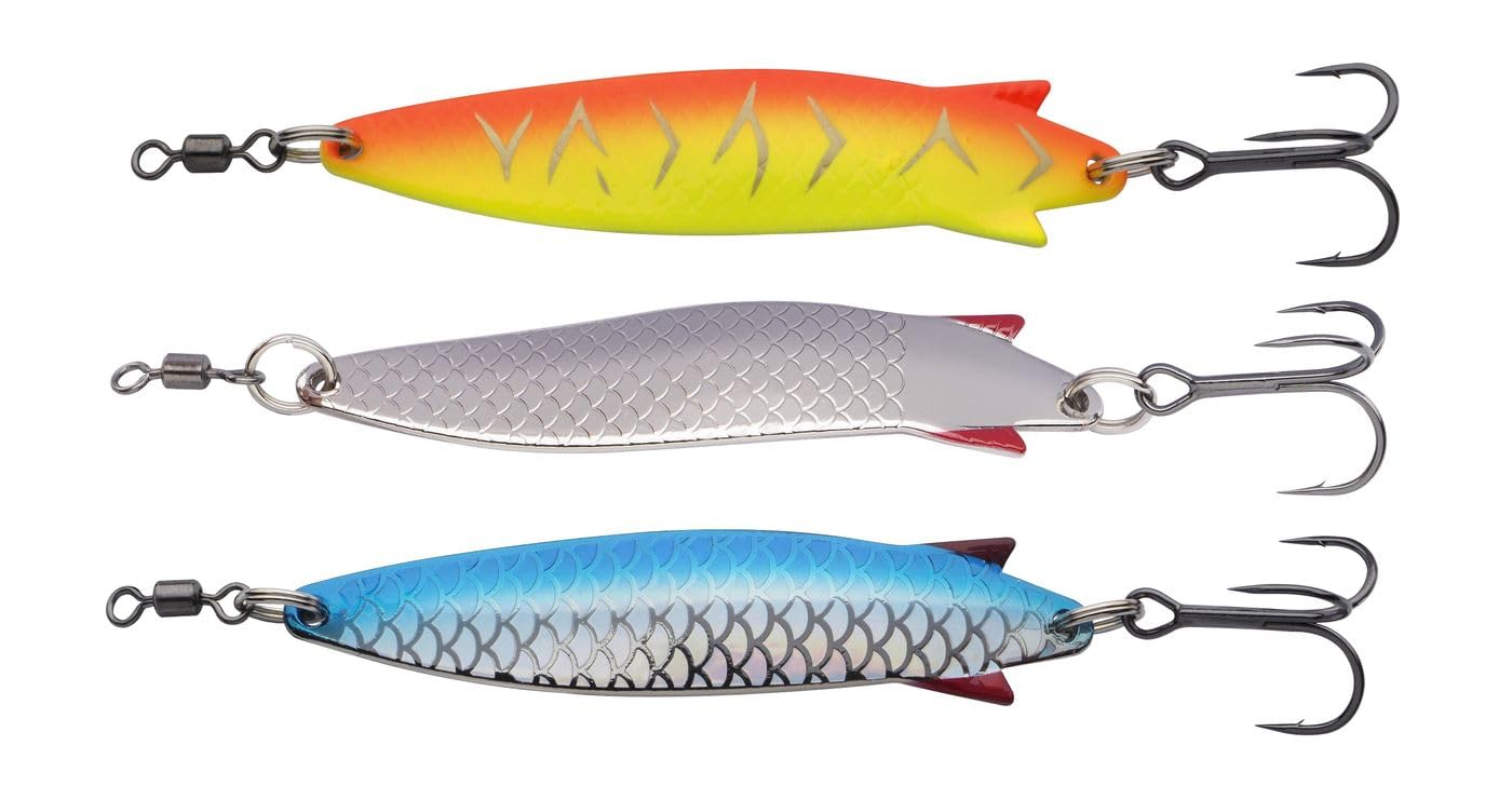 Abu Garcia Toby Spoon Fishing Lures - 3 Pack - Classic Flashing Wobble Spoon Bait for Salmon, Sea Trout, Trout, Bass, Pollack, Mackerel, 12g