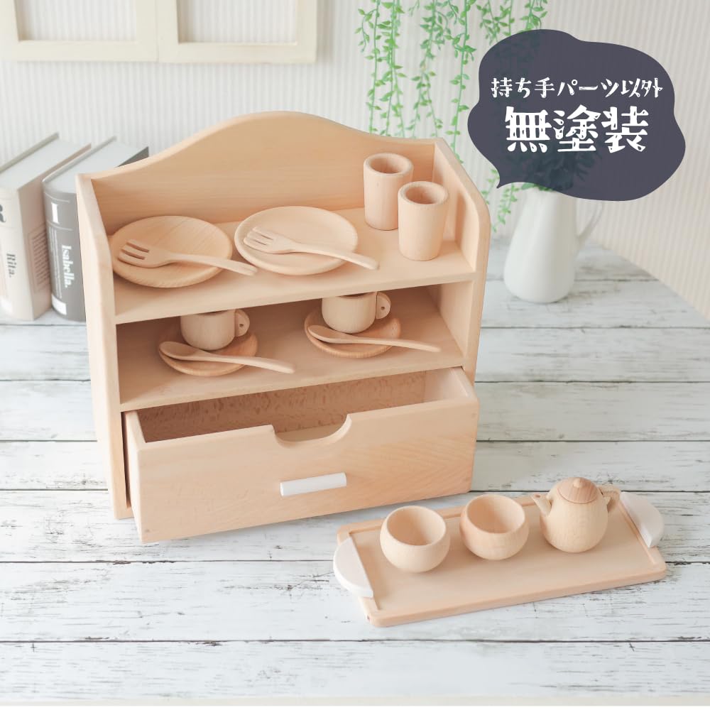 Amazon | 木製おもちゃのだいわ ミニままごとセット（ホワイト）食器棚