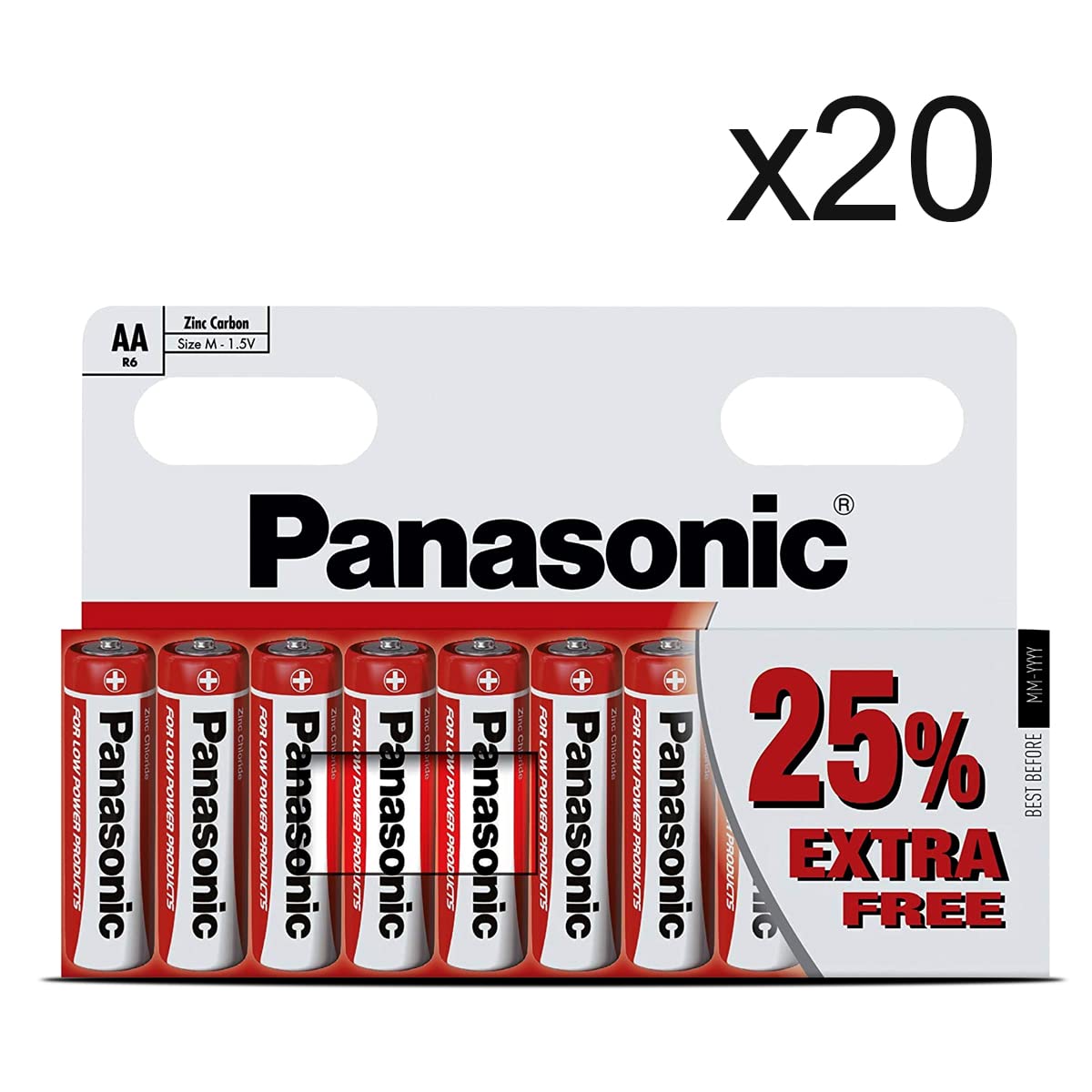 Lot de 20 Paquet de 10 Piles AA LR6 1.5V, Zinc-Carbone, Zinc AA LR6 Batteries pour Jouet, réveil, télécommande Portable et d'autres dispositifs Quotidiens