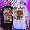 XYXIONGMAO Men's Casual Japanese Evil Ghost Mask Graphic Printed T-Shirt Unisex Streetwear Hip Hop Tees Shirts, Black, XXL #2