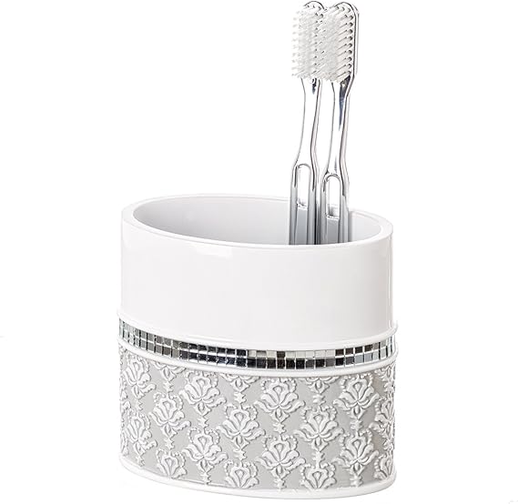 Creative Scents Gray & White Toothbrush Holder for Bathroom