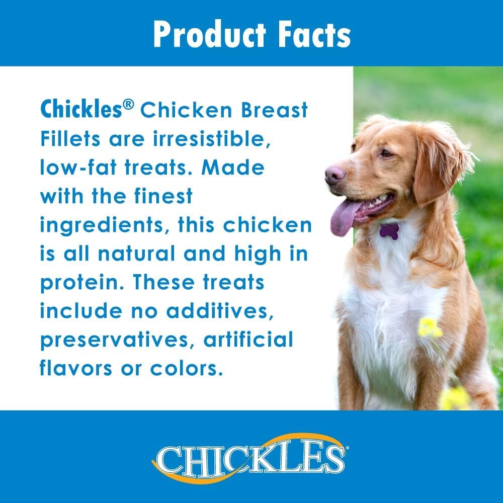 Pet Health Solutions Chickles Chicken Breast Fillets for Dogs - Tested Safe, Low Fat Chicken Dog Treats Natural - 100% Natural Chicken High Protein No Preservatives Propylene Glycol Free (3 LB)